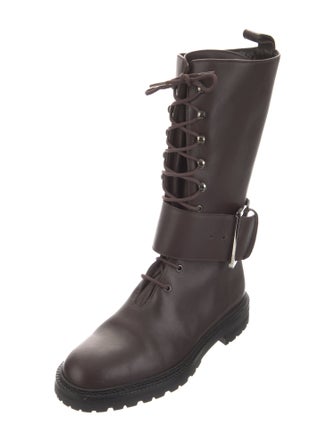 Manolo Blahnik Leather Combat Boots