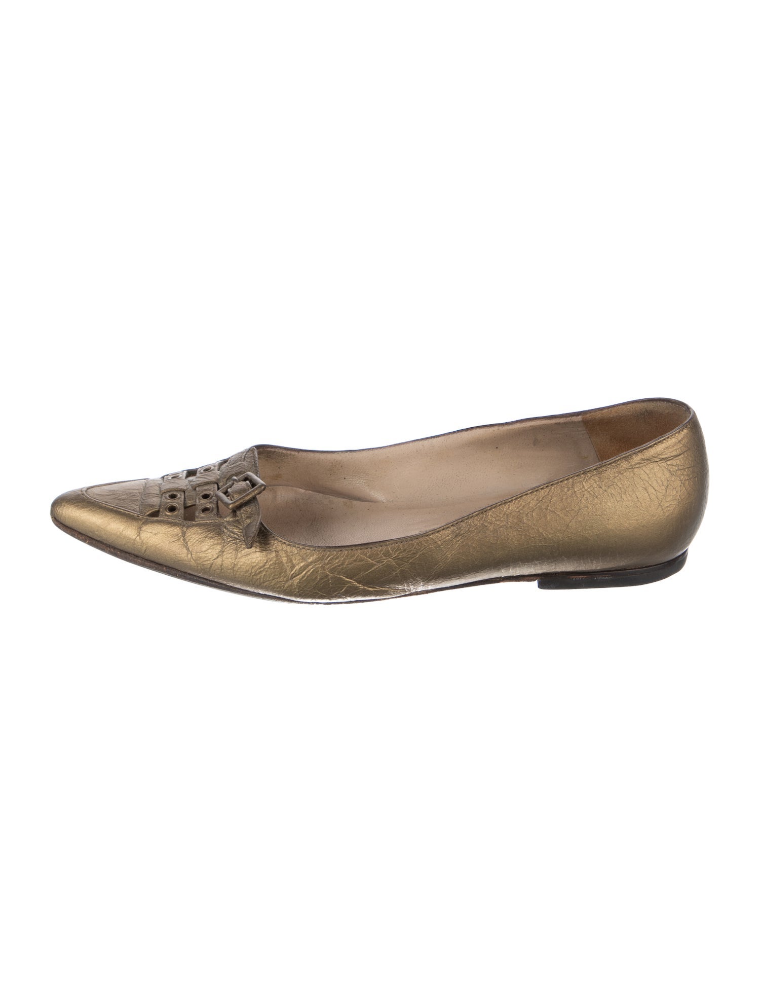 Manolo Blahnik Leather Cutout Accent Ballet Flats