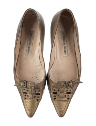 Manolo Blahnik Leather Cutout Accent Ballet Flats