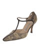 Manolo Blahnik Lizard Animal Print T-Strap Pumps