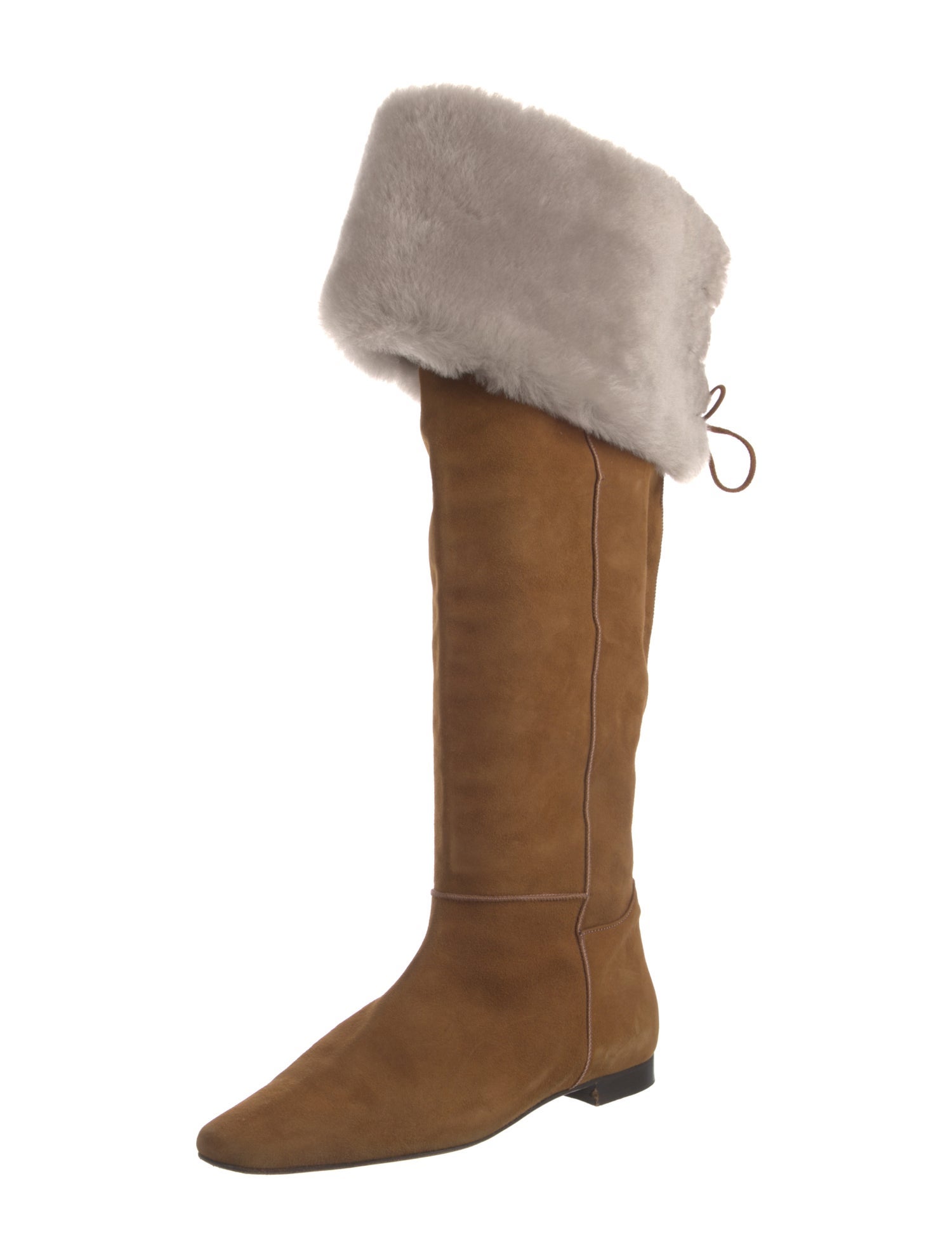 Manolo Blahnik Suede Fur Trim Boots