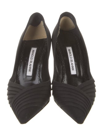 Manolo Blahnik Suede Pleated Accents Pumps
