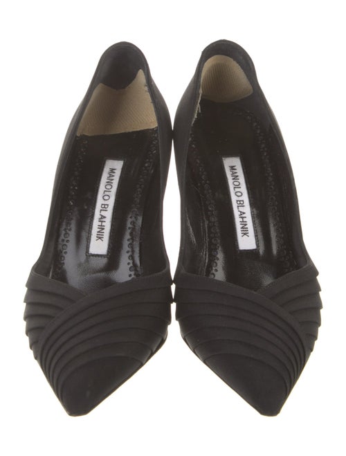 Manolo Blahnik Suede Pleated Accents Pumps
