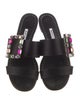 Manolo Blahnik Satin Crystal Embellishments Slides