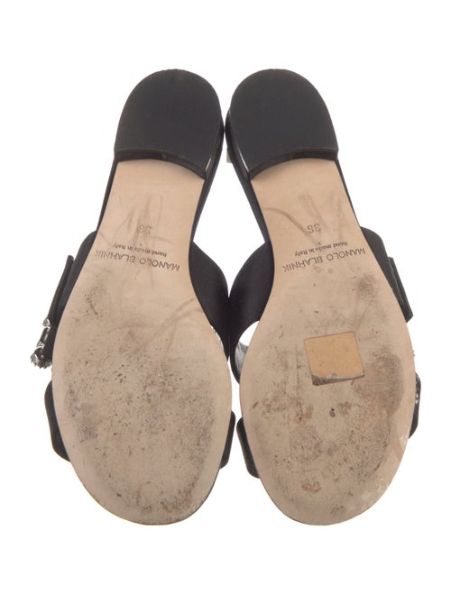 Manolo Blahnik Satin Crystal Embellishments Slides