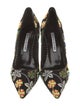 Manolo Blahnik Printed Embroidered Accent Pumps