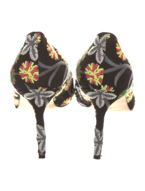 Manolo Blahnik Printed Embroidered Accent Pumps