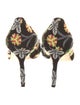 Manolo Blahnik Printed Embroidered Accent Pumps