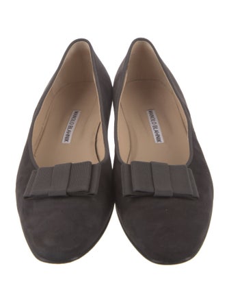 Manolo Blahnik Satin Crystal Embellishments Flats