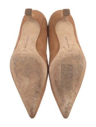 Manolo Blahnik Suede Scalloped Accent Pumps