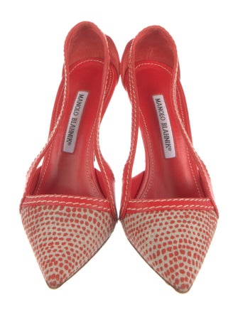 Manolo Blahnik Leather Patterned Slingback Pumps