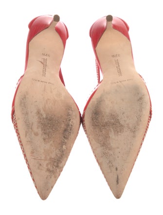 Manolo Blahnik Leather Patterned Slingback Pumps
