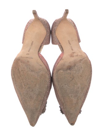 Manolo Blahnik Glitter Crystal Embellishments D'Orsay Pumps