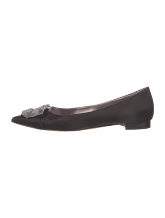 Manolo Blahnik Satin Crystal Embellishments Flats
