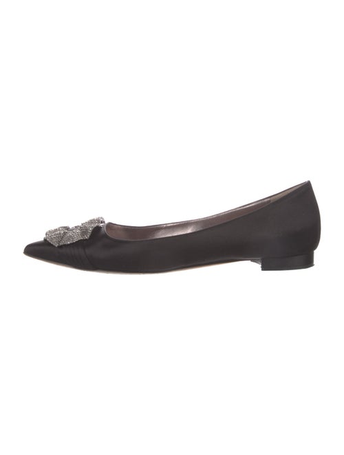 Manolo Blahnik Satin Crystal Embellishments Flats