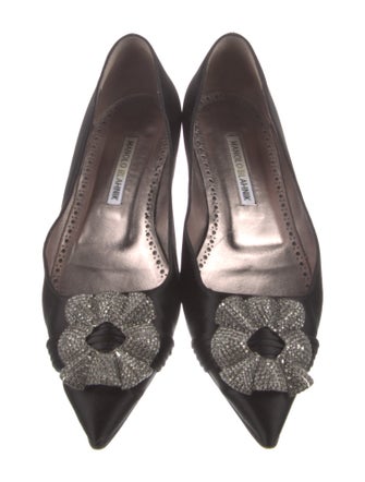 Manolo Blahnik Satin Crystal Embellishments Flats