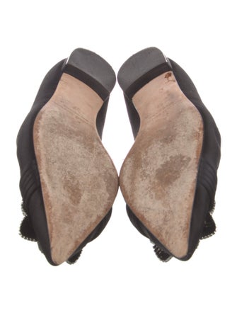 Manolo Blahnik Satin Crystal Embellishments Flats