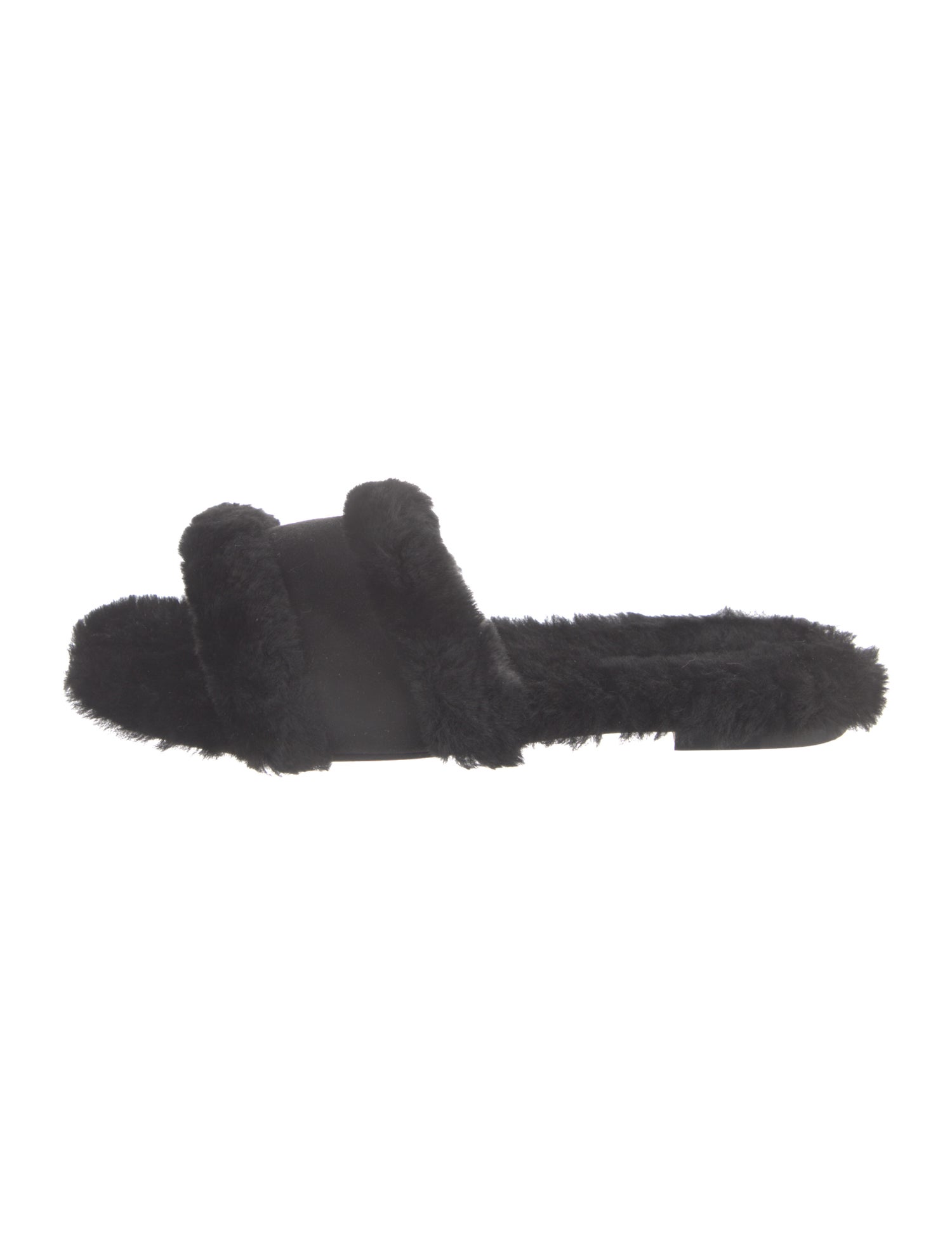 Manolo Blahnik Suede Fur Trim Slides w/ Tags