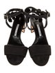 Manolo Blahnik Canvas Pom-Pom Embellishments Sandals