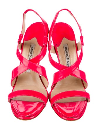 Manolo Blahnik Patent Leather Slingback Sandals