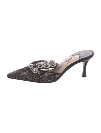 Manolo Blahnik Lace Lace Pattern Mules
