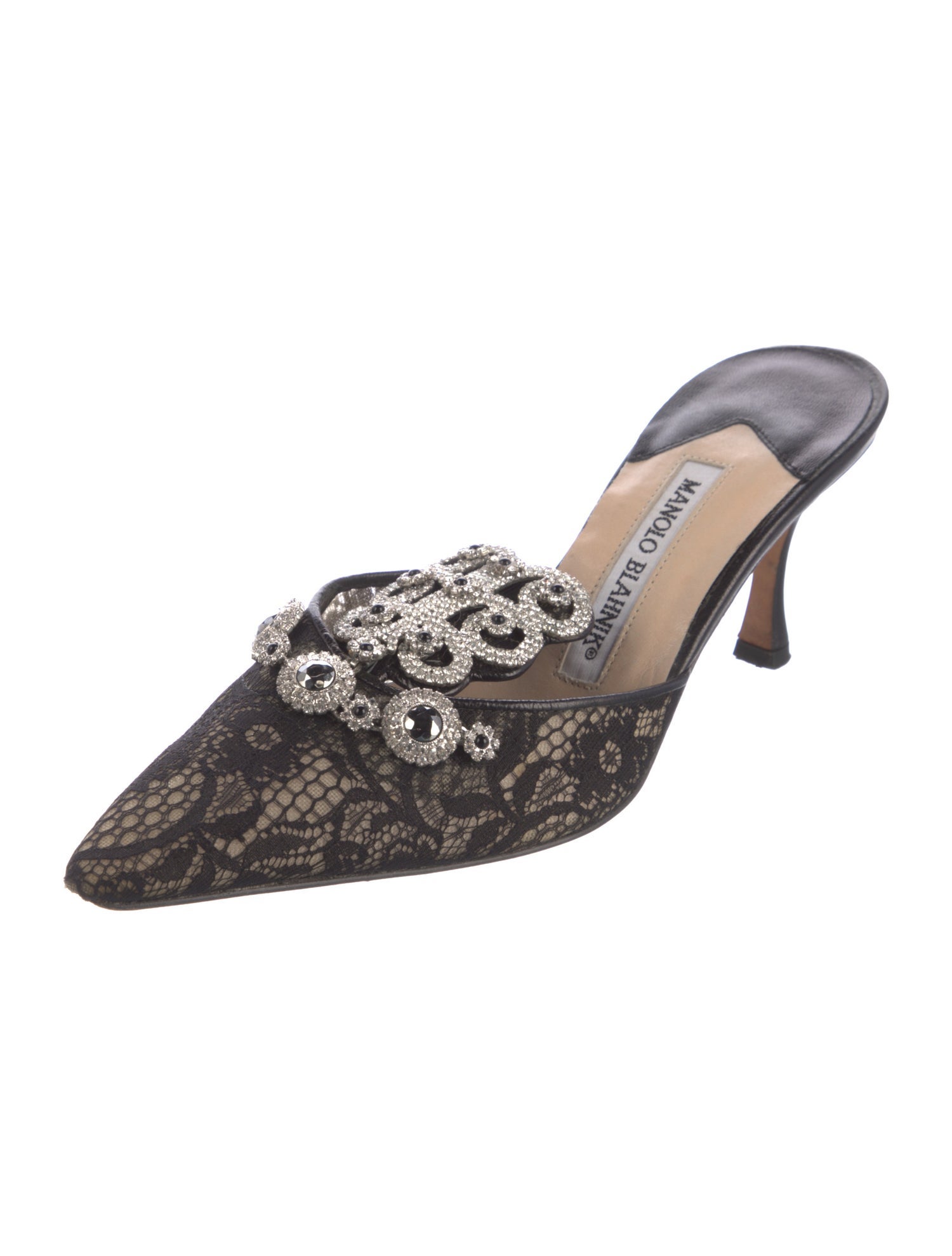 Manolo Blahnik Lace Lace Pattern Mules