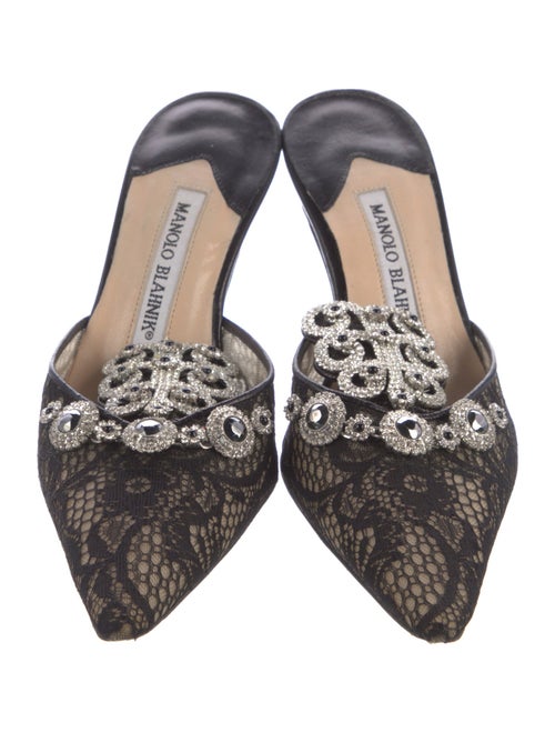 Manolo Blahnik Lace Lace Pattern Mules