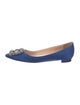 Manolo Blahnik Satin Crystal Embellishments Flats
