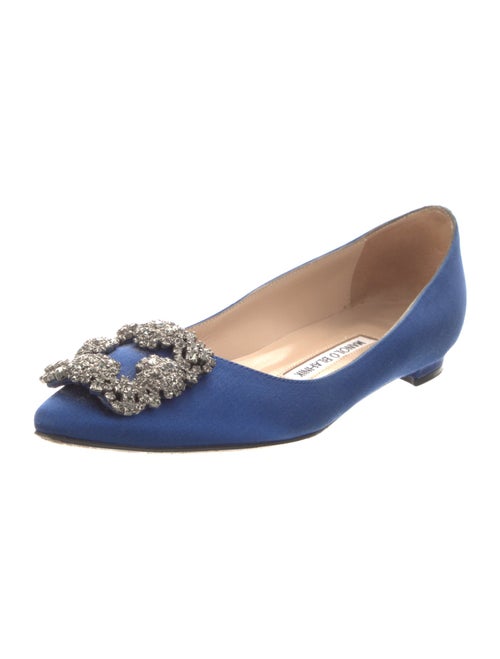 Manolo Blahnik Satin Crystal Embellishments Flats