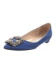 Manolo Blahnik Satin Crystal Embellishments Flats