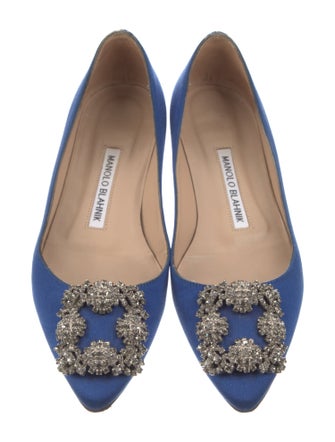 Manolo Blahnik Satin Crystal Embellishments Flats