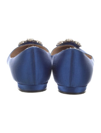 Manolo Blahnik Satin Crystal Embellishments Flats
