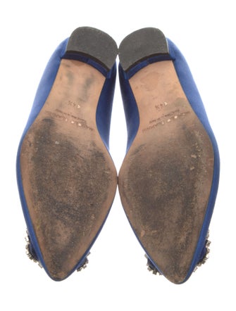 Manolo Blahnik Satin Crystal Embellishments Flats