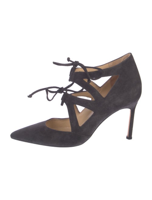 Manolo Blahnik Suede Cutout Accent Pumps