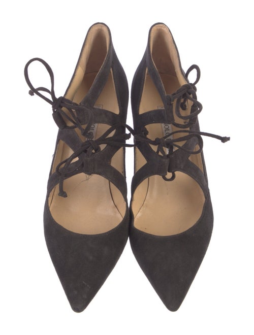 Manolo Blahnik Suede Cutout Accent Pumps