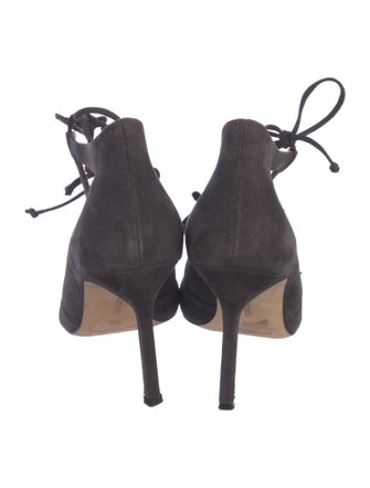 Manolo Blahnik Suede Cutout Accent Pumps