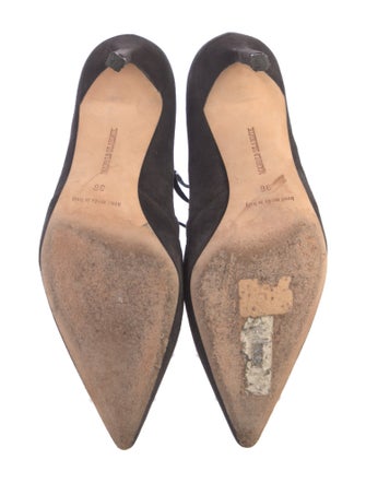 Manolo Blahnik Suede Cutout Accent Pumps