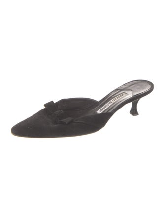 Manolo Blahnik Suede Bow Accents Mules