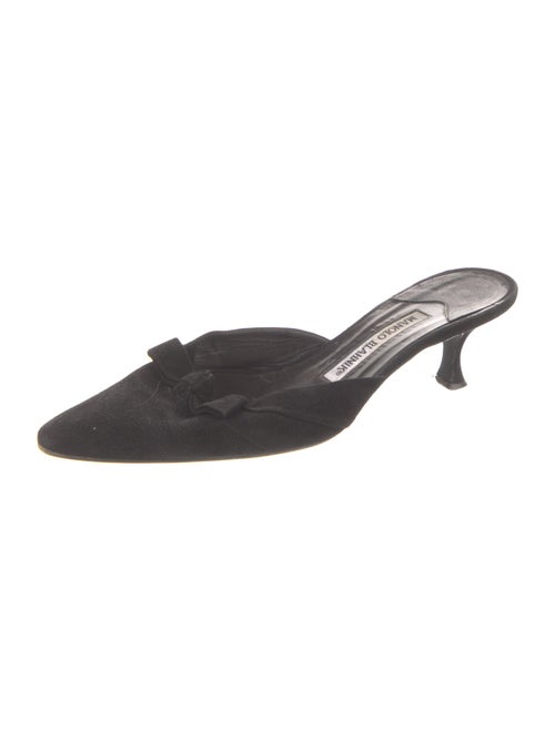 Manolo Blahnik Suede Bow Accents Mules