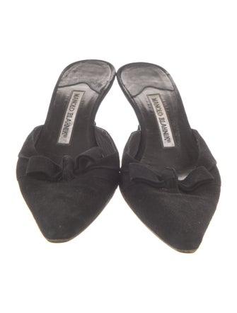 Manolo Blahnik Suede Bow Accents Mules