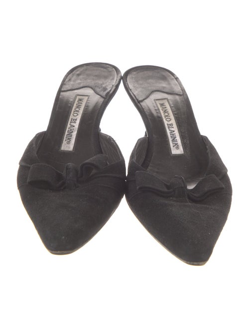 Manolo Blahnik Suede Bow Accents Mules