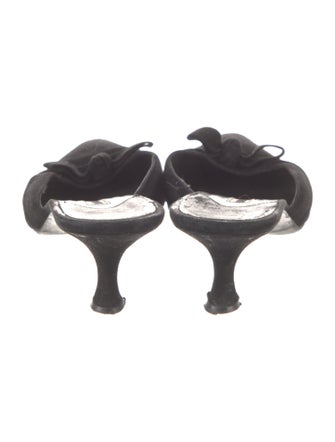 Manolo Blahnik Suede Bow Accents Mules