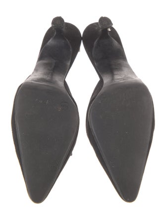 Manolo Blahnik Suede Bow Accents Mules