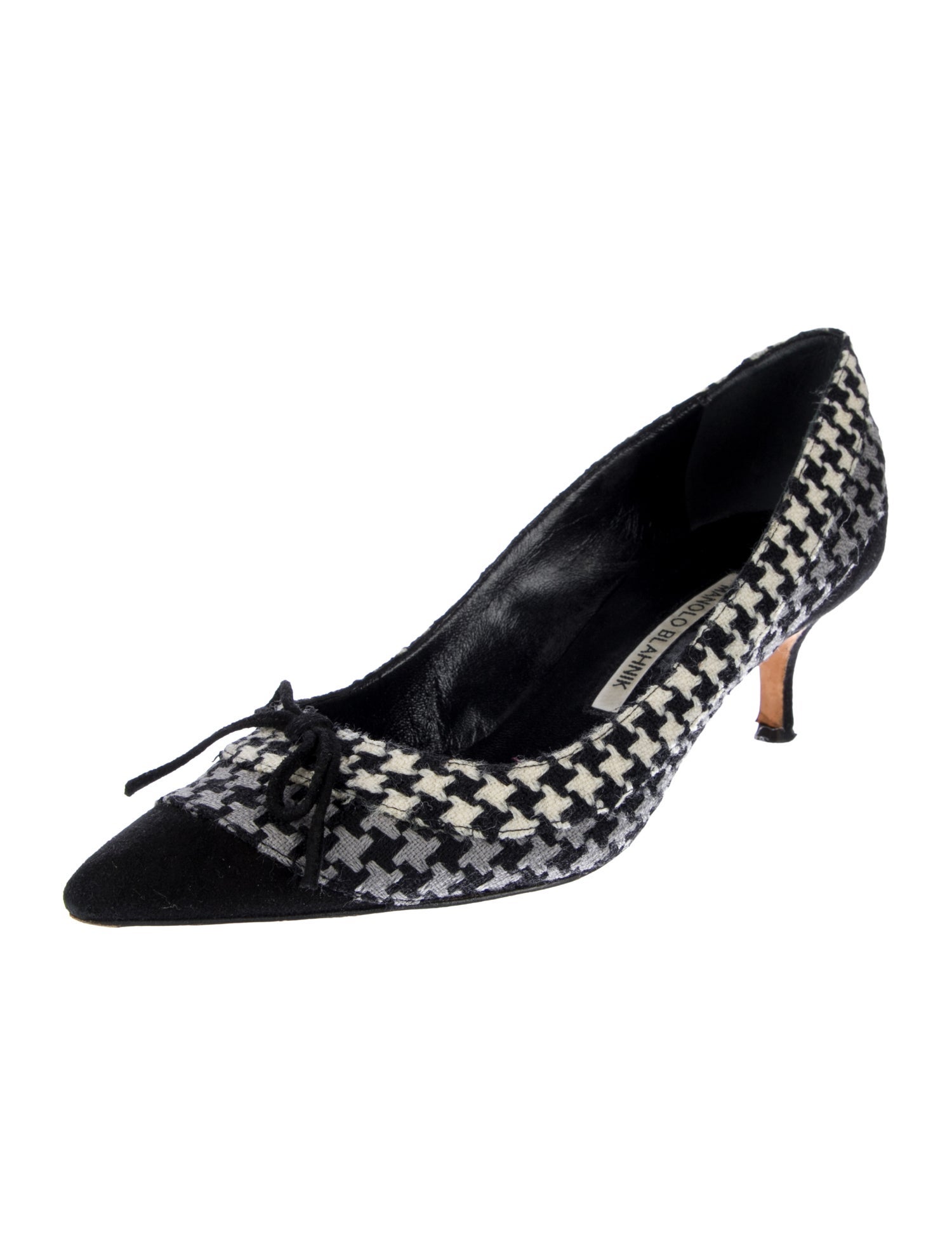 Manolo Blahnik Canvas Houndstooth Print Pumps