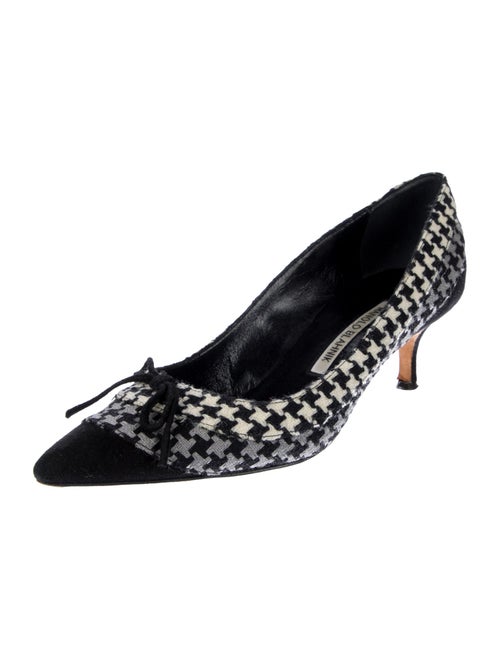 Manolo Blahnik Canvas Houndstooth Print Pumps