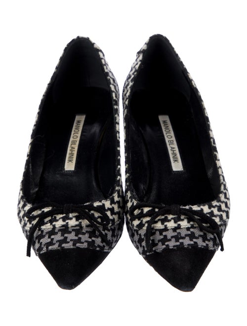 Manolo Blahnik Canvas Houndstooth Print Pumps