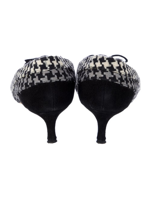 Manolo Blahnik Canvas Houndstooth Print Pumps
