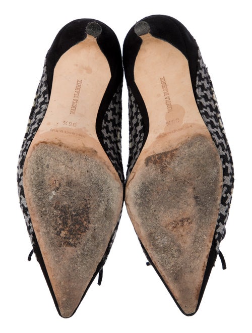 Manolo Blahnik Canvas Houndstooth Print Pumps