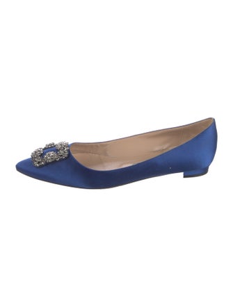 Manolo Blahnik Satin Crystal Embellishments Flats