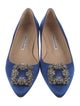Manolo Blahnik Satin Crystal Embellishments Flats